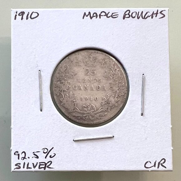 1908, 1909, 1910 & 1911 Canada Sterling Silver 4 x 25¢ Coins! - Picture 7 of 13